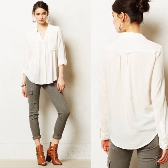 Anthropologie Tops - Maeve | Anthropologie White Button Blouse